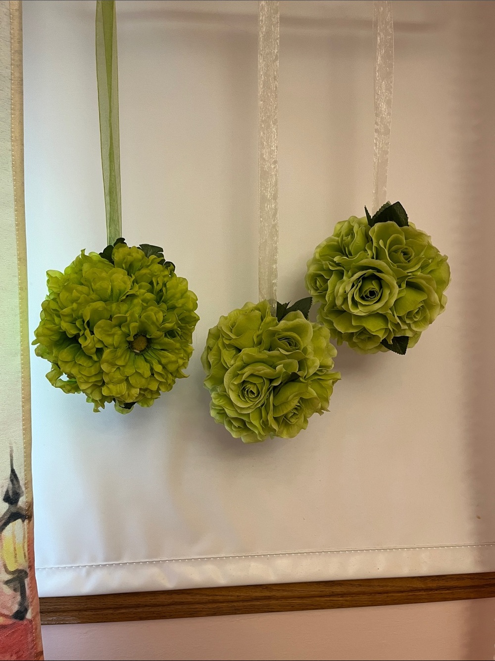 Green Hanging Floral Kissing Balls -Pomadors